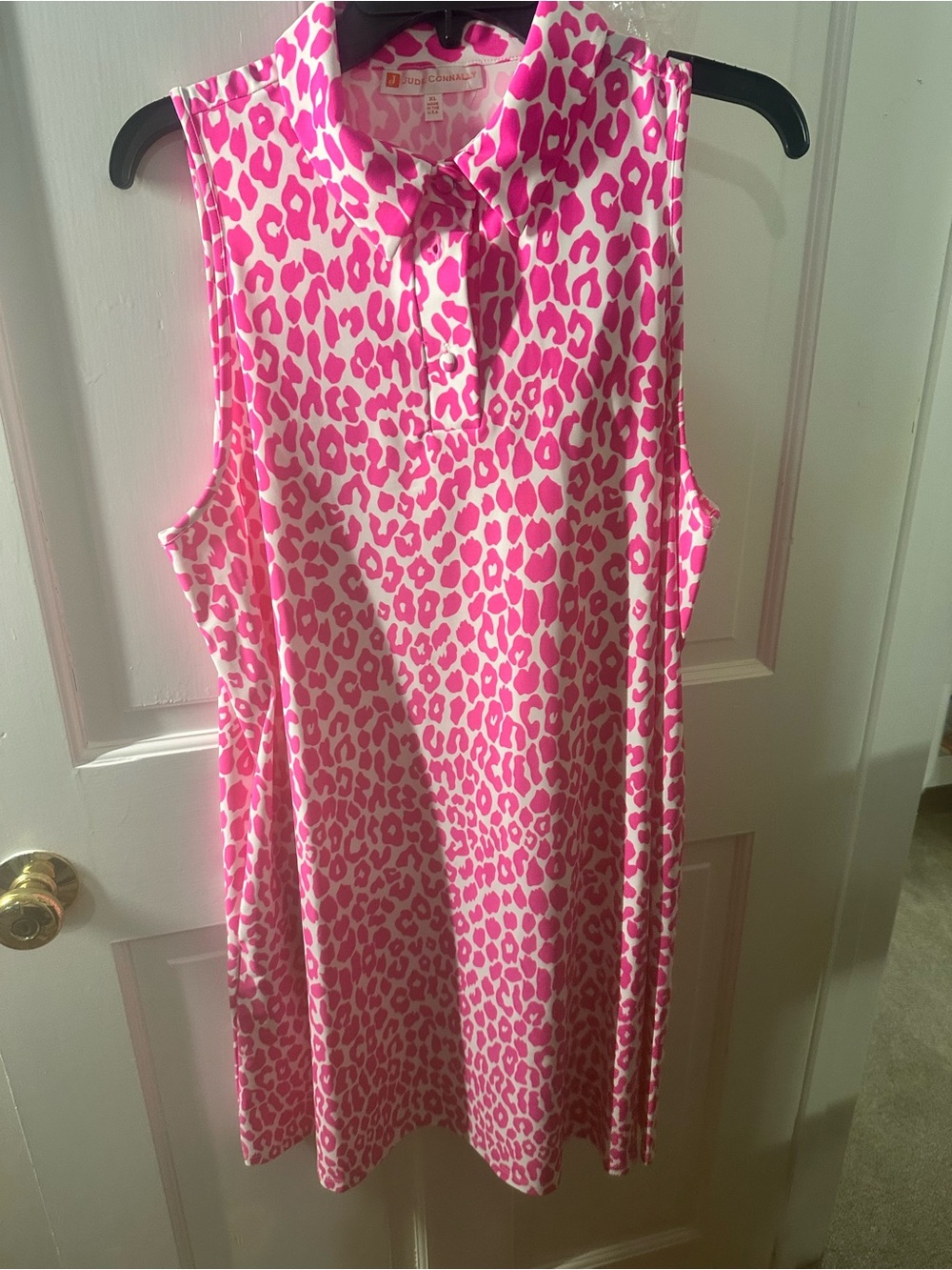 Jude Connally Hot Pink and White Sleeveless Polo Midi Dress